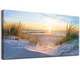 Wall Decorations For Living Room Large Canvas Wall Art For Bedroom Modern Fashion Office Wall Decor Pictures Wall Artwork Blue Sun Beach Grass Ocean L