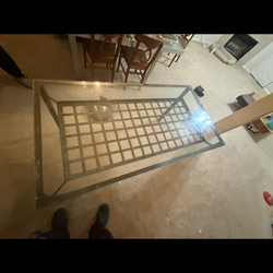 Glass table w metal base