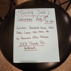 Moving Sale, 10 - 2 Sunday 8/20