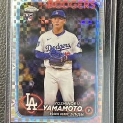2024 Yoshinobu Yamamoto Topps Chrome Update XFractor Rookie Card. Los Angeles Dodgers