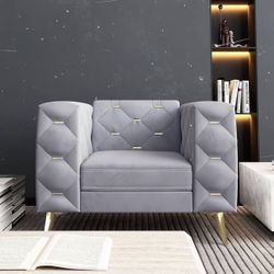 Set of 2 Velvet Upholstered Couch with Square Arms