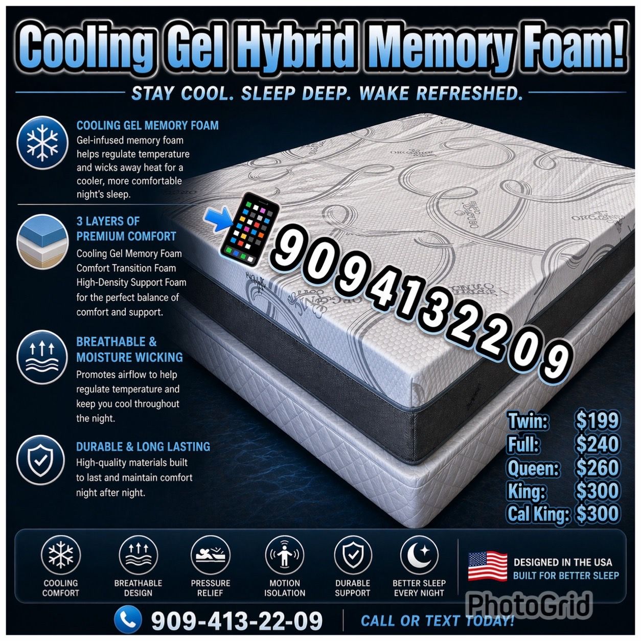 King Cooling Gel Hybrid Memory Foam Mattress!