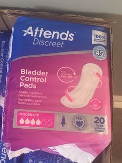 BUY ONE GET ONE FREE ATTENDS DISCREET BLADDER CONTROL PADS MODERATE 20 COUNT EACH BRAND NEW AND SEALED