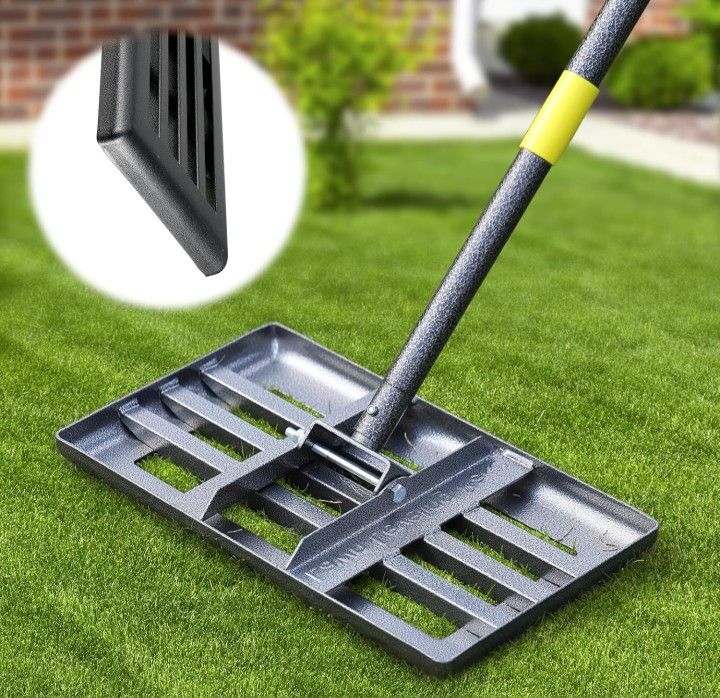 Lawn Leveling Rake: Anti Flipping 17" x 10" Stainless Steel Lawn Ground Leveler for Soil, Heavy Duty Grass Top Soil Dressing Leveling Rake,