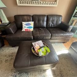 Brown 82” Leather Sofa