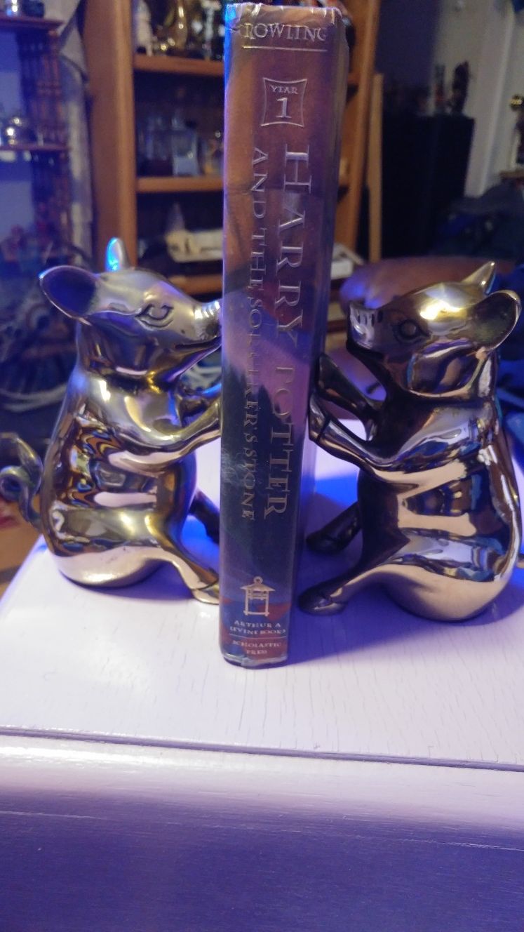 Large Vintage Brass Pig Bookends