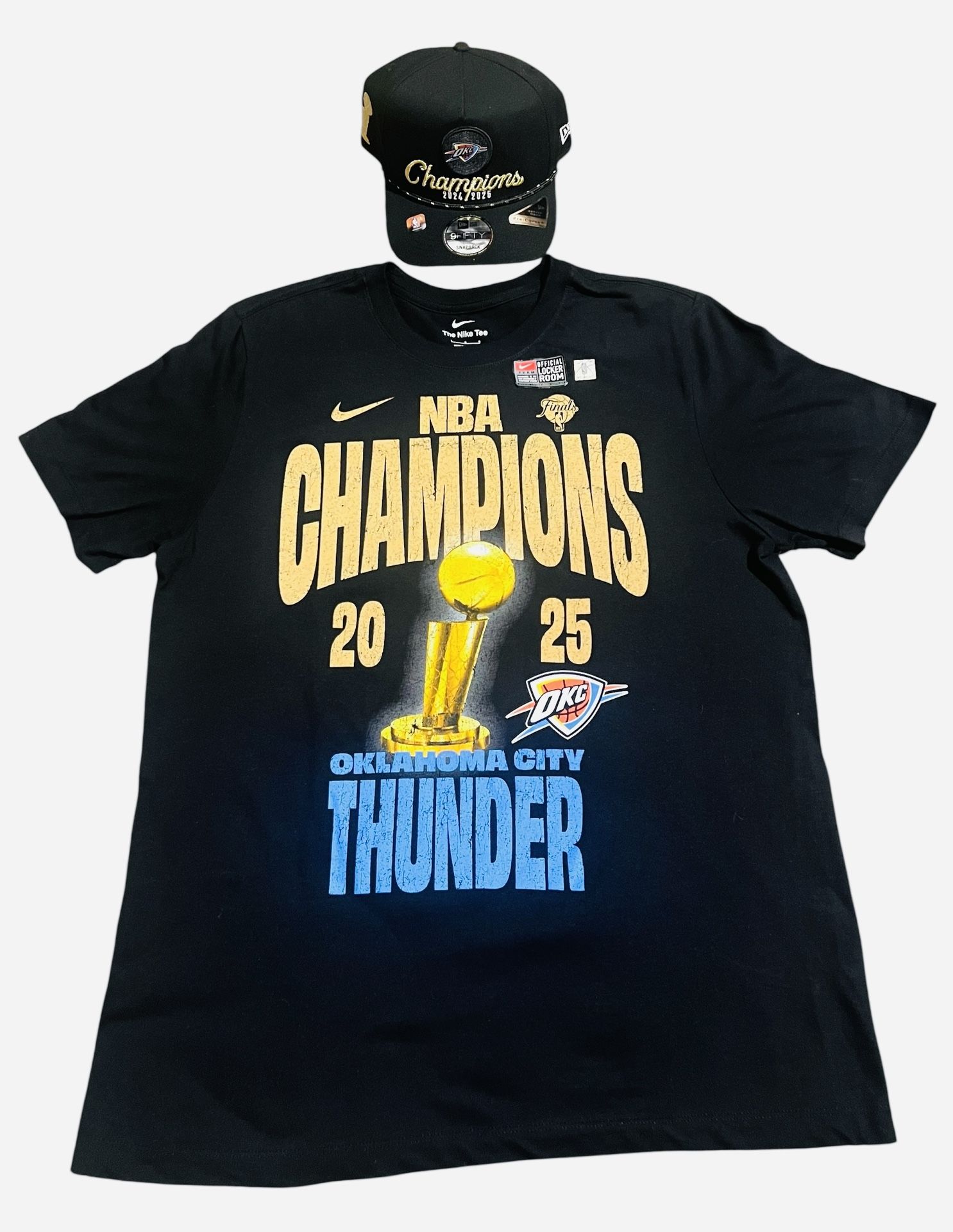 NBA bundle OKC Thunder large Nike Finals Champions tees/new era SnapBack hat