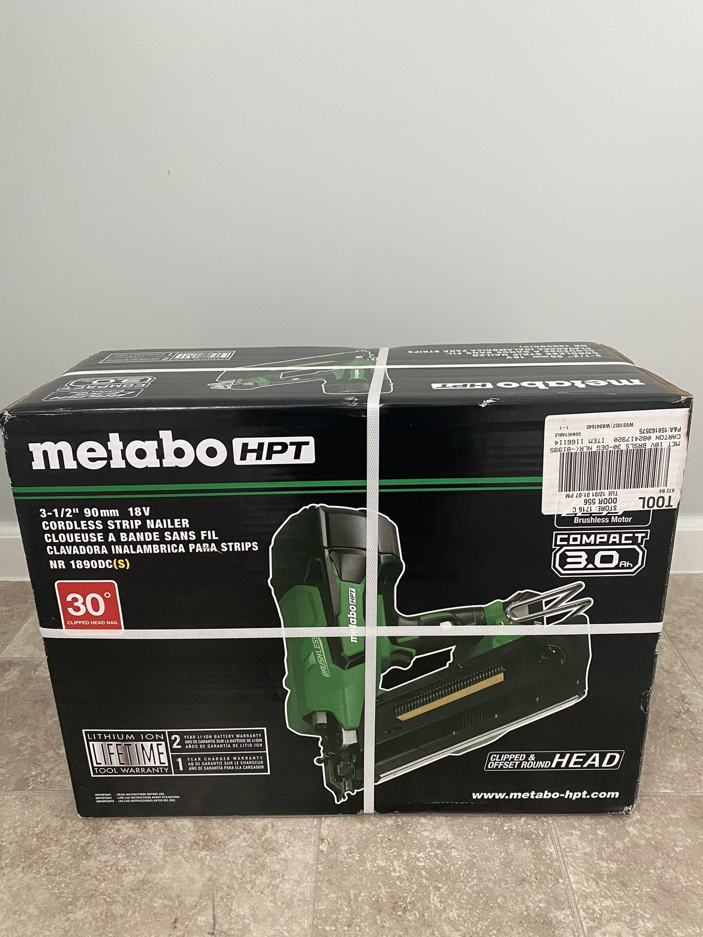 Metabo HPT NR1890DC 18V 1/2 Cordless Brushless Paper Strip