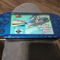 Playstation Psp 3000 Blue Mod--ded Video Game Console 
