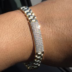 18k Gold Filled Cz Presidential Roli Style Bracelet