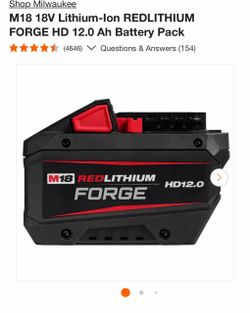 Milwaukee M18 REDLITHIUM FORGE HD 12.0 Battery Pack