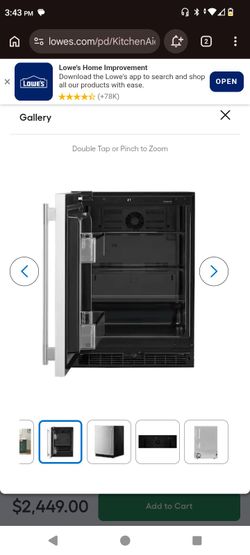 KitchenAid  5 ft Built-In Mini Fridge