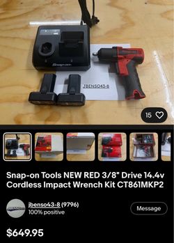 Snap on electric impact and ratchet 3/8 with two chargers
