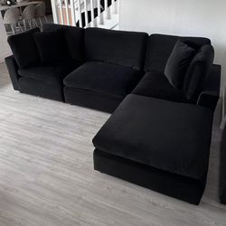 New Black Velvet Cloud Couch Sectional