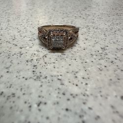 Diamond Engagement Ring 1/2 ct tw Princess & Round-cut 10K Rose Gold