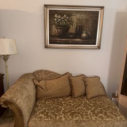 Elegant Cream Paisley Couch – Fair Condition!
