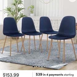Blue suede dining chairs 4