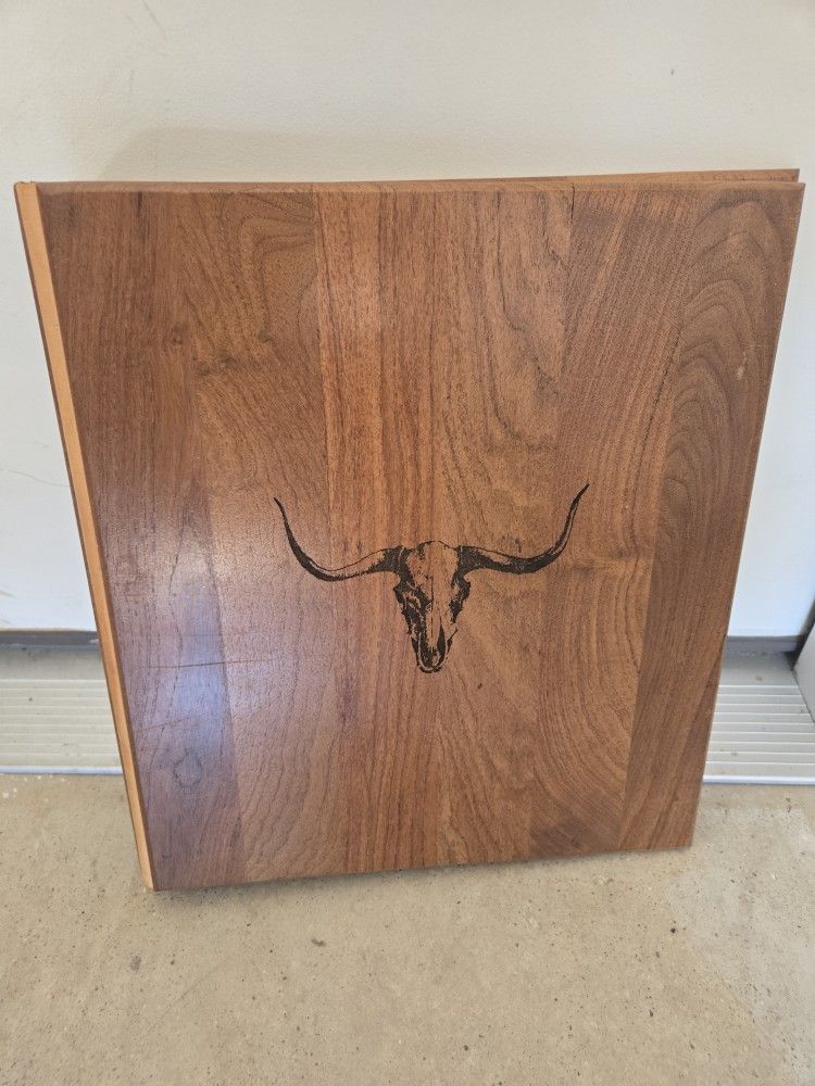 Vintage Wooden Texas Longhorn Skull Three Ring Binder