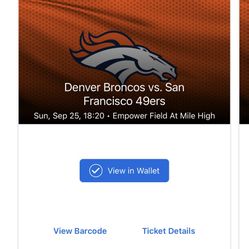 1 Broncos Vs 49ers Game Ticket For Sale 