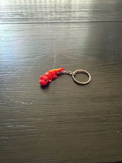 Tiny Red Dinosaur Keychain / Green and Red