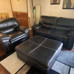 Leather Couch, Loveseat & Ottoman 