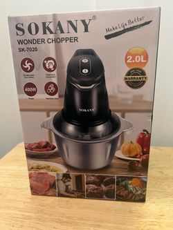 Stainless Steel Electric Meat Grinder & Food Chopper - 2 Bowls (2L+O.7L), Easy to Clean for Meal Prep, Baby Food, Veggies & Meats