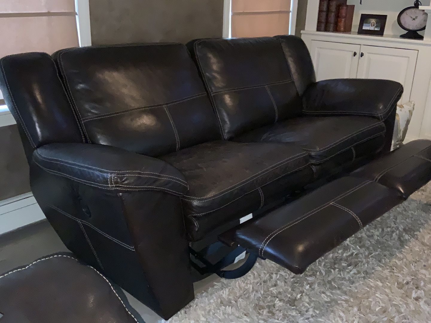 Two Dark Brown Leather Reclining Sofas Lazboy for Sale in Taunton, MA