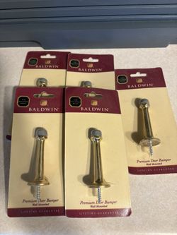 5 New Brass Doorstops 