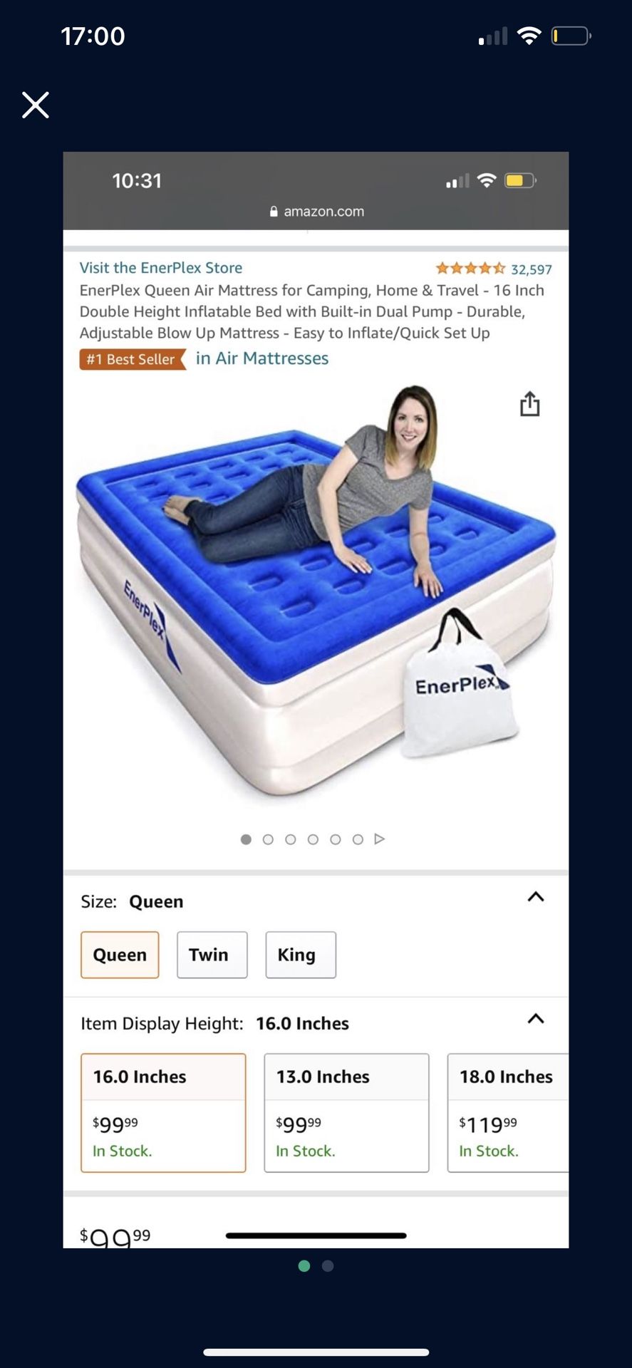  Enerplex Queen Air Mattress 16 Inches 