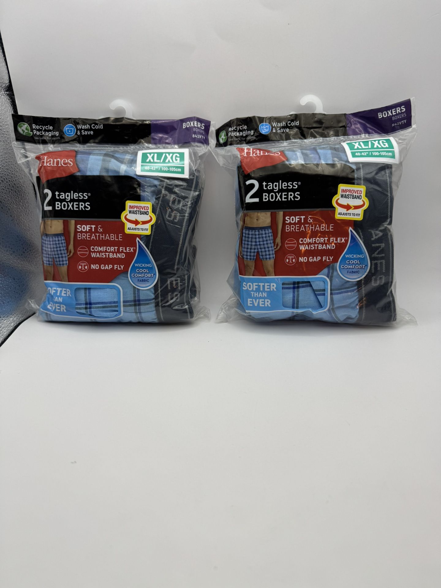 Hanes Men's XL Boxer Shorts Underwear 4 PAIRS Tagless BLUE Boxers #841VTY