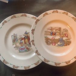 Two Bunnikins By Royal Doulton  Bunny Plates New