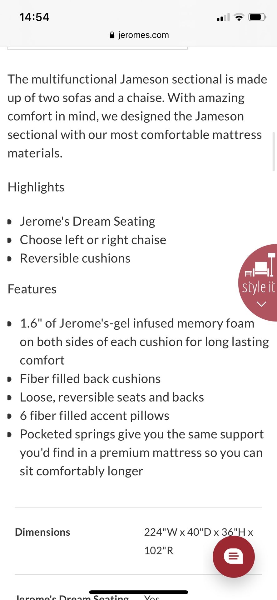 Jerome s Jameson Sectional Chaise for Sale in Long Beach CA