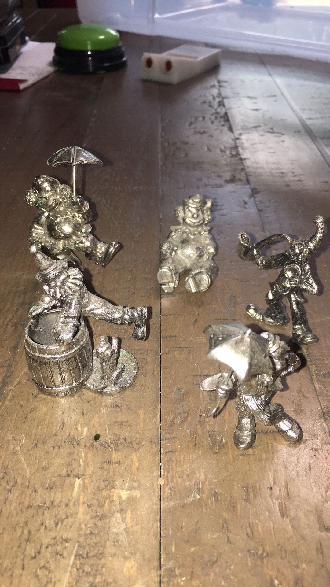 Set of ten vintage pewter clown figures