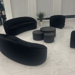 Set Of 2 Sofas 2 Arm Chairs And 3 Coffee Tables 