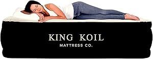 King Koil Premium California King Size Air Mattress with Built-in High-Speed Pump Best for Home, Camping & Guests, 20" Double High Airbed Adjustable B