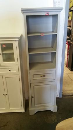 New soft light grey linen cabinet storage shelf