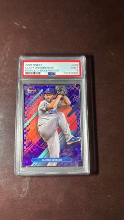2025 Topps Finest Clayton Kershaw Purple Checkerboard Refractor # 20/75 PSA 9