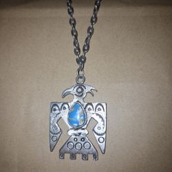 Vintage Southwest Thunderbird Faux Turquoise Native American Indian Pendant