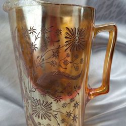 Carnival Glass Gold Vintage Pitcher- Beautiful