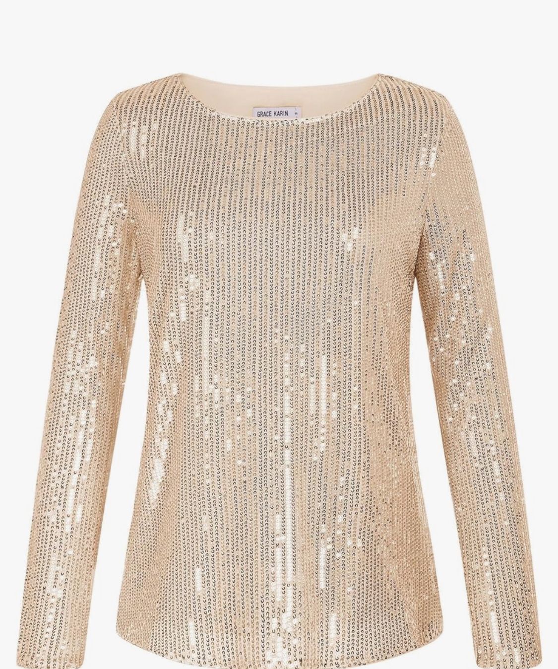 Sequin Tops for Women Sparkly Top Glitter Evening Party Shiny Split Mesh Back Long Sleeve Blouses