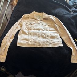 MICHAEL KORS Basics Button Front Denim Jacket Blossom Pink 100% Cotton Size Small 