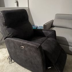 60% Off Living Space Dark Grey Power Sofa Recliner with USB Charging Port