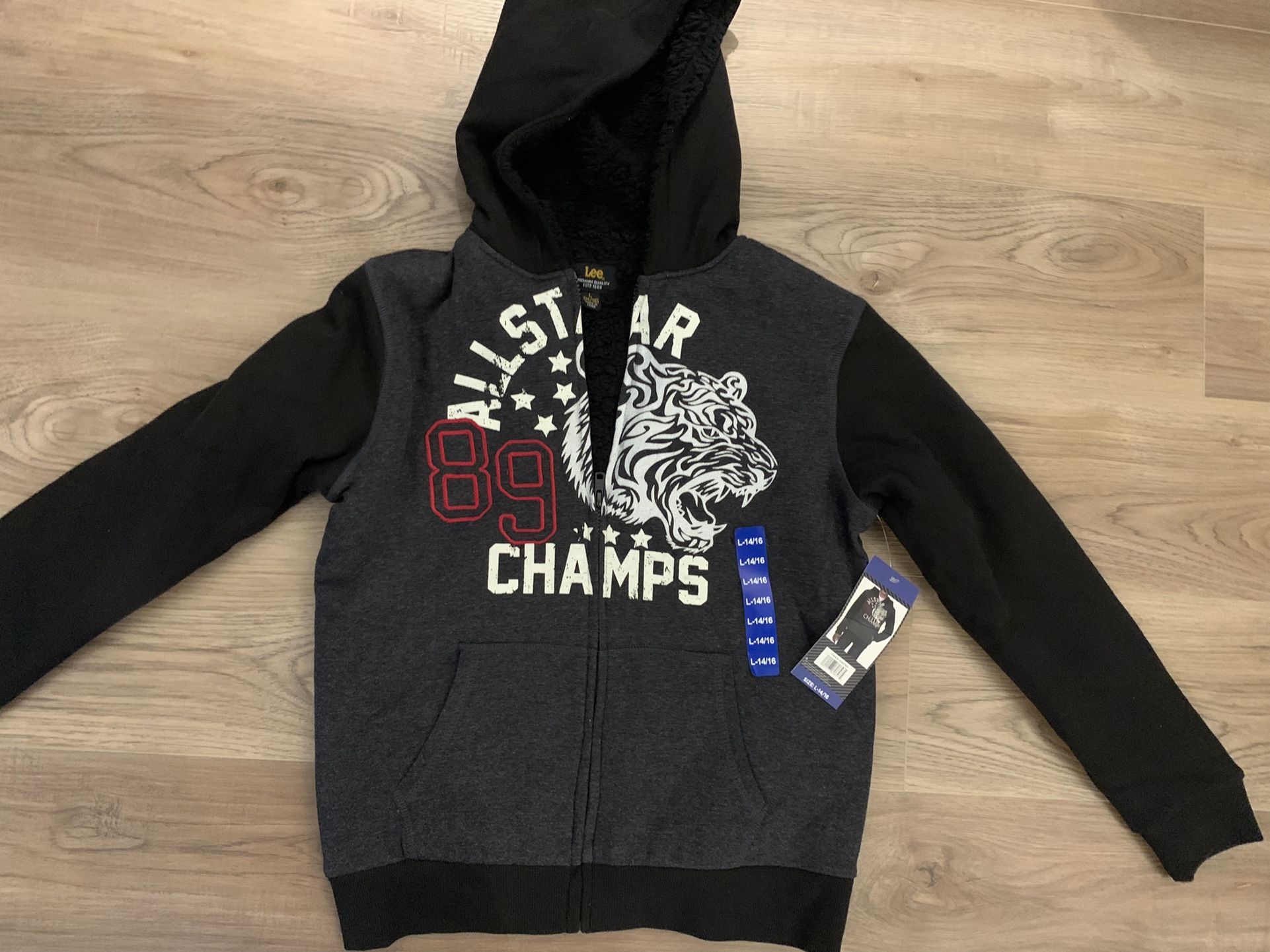 New: Lee Brand Sherpa Lined Hoodie With Zipper Large