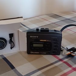 Vintage Sony Walkman Mega Bass Wm-fx45 Digital Fm/am Clock Cassette Tape With Headphones And New Wireless Speaker Only Pick Up 