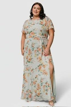 NEW Baltic Born Naomi Maxi Long Dress Short Sleeve Sage Floral Large 2XL