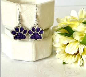 Purple Paw Print Earrings