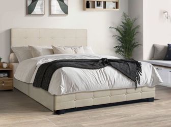 Bed Frame Queen Beige 🥰🥰🔥😍