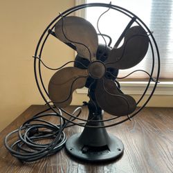 Vtg Emerson Electric Desk Fan #29646 Brass Blade Cast Iron Oscillating Working