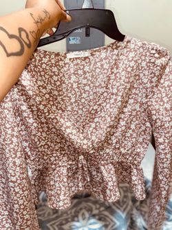 brown and white floral print.