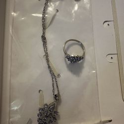 NEW, UNUSED Stauers Tanzanite Pendant plus chain and ring set